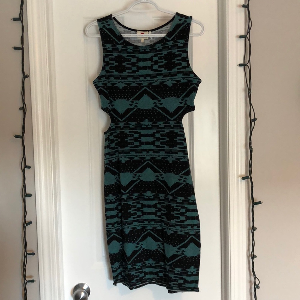 Aztec print cut-out midi dress
